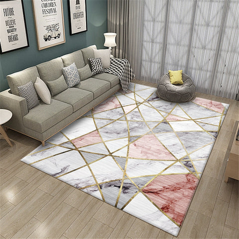 Nordic Simple Marble Geometric Printed Floor Carpet