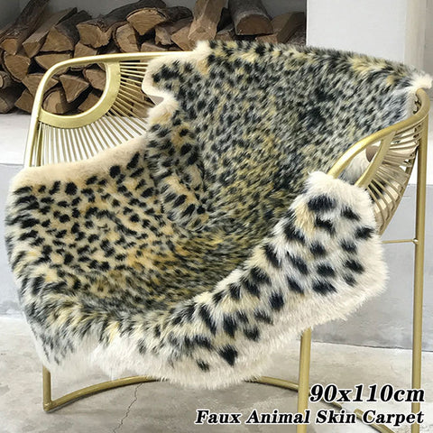 Leopard Print Rug Faux Cowhide Skin Carpet