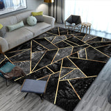 Black Gold Marble Modern Luxury Living Room Bedroom Carpet