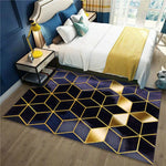 Black Gold Marble Modern Luxury Living Room Bedroom Carpet