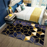 Black Gold Marble Modern Luxury Living Room Bedroom Carpet