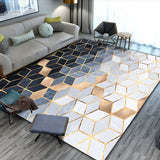 Black Gold Marble Modern Luxury Living Room Bedroom Carpet